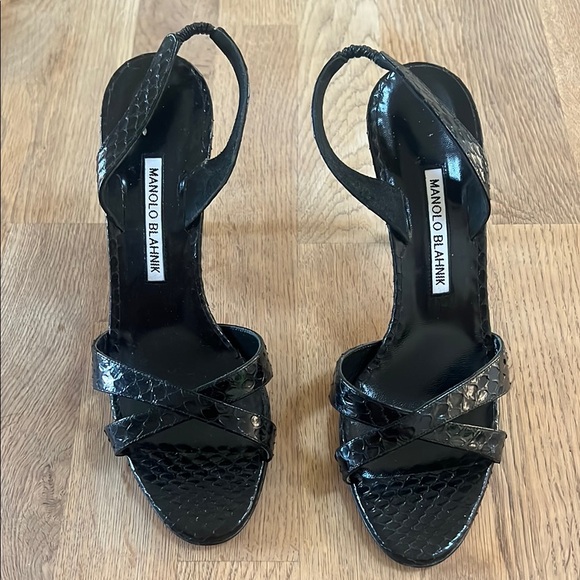Manolo Blahnik Black Stiletto Heels - Picture 1 of 3